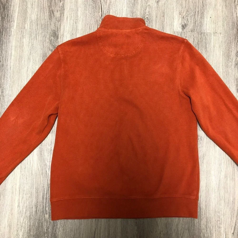 Lands' End Men's Size Medium Quarterzip Sweater Pumpkin Orange Half Zip Pullover